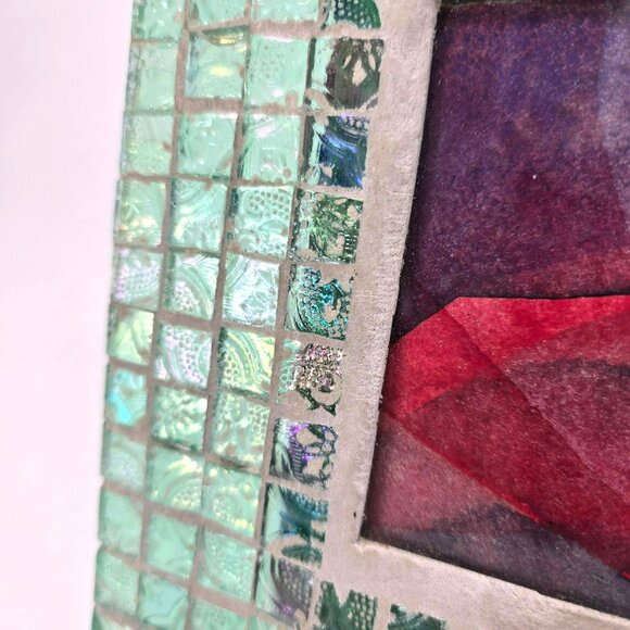 Mosaic Glass Picture Frame With Abstract Watercolor Art By Leif Sylvester je170 - Picture 2 of 10